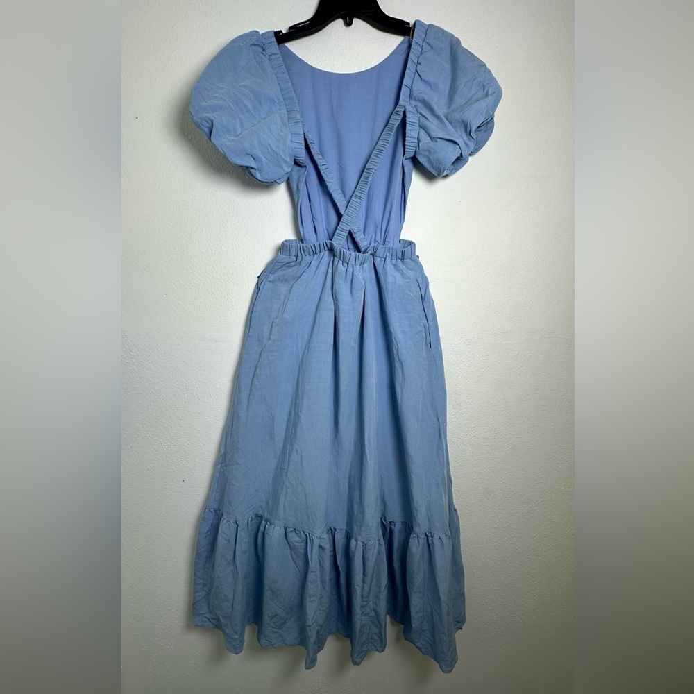 ASTR The Label Jelena Light Blue Backless Dress with Puff Sleeves Maxi Dress - Picture 2 of 16